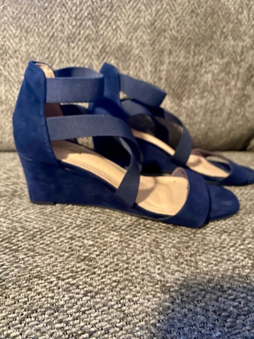 Dream Pairs Navy Crisscross Block Heel Sandals